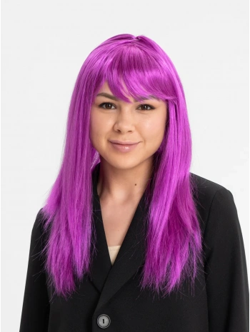 Fuşya Renk Düz Kesim Uzun Parti Peruğu Takma Saç