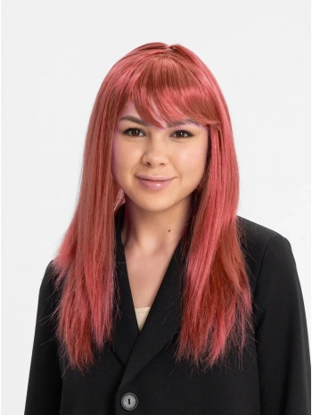 Kızıl Renk Düz Kesim Uzun Parti Peruğu Takma Saç