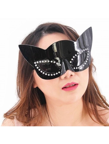 Siyah Renk Siyah Camlı Kedi Şekilli Parti Gözlüğü 20x11 Cm