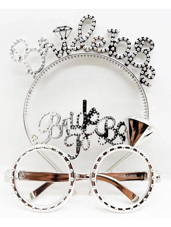 Bride To Be Yazılı Taç Ve Bride To Be Yazılı Gözlük Seti Gümüş Renk