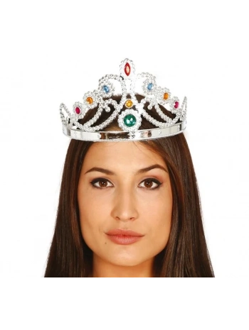 Gümüş Renk Plastik Prenses Tacı Kraliçe Tacı 60 Cm