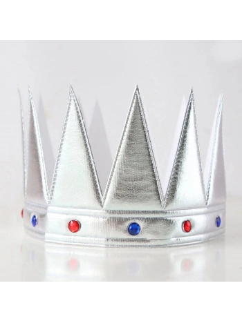 Gümüş Renk Eva Yumuşak Kral Kraliyet Tacı Yetişkin Çocuk Uyumlu 55 Cm