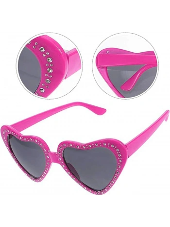 Kalp Şekilli Taşlı Parti Gözlüğü Pembe Renk 6x16 Cm