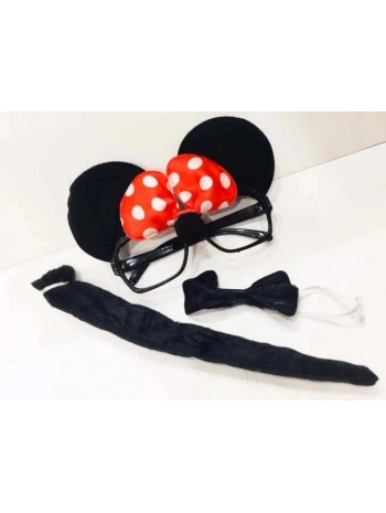 Minnie Mouse Gözlüğü Papyonu Kuyruğu Seti