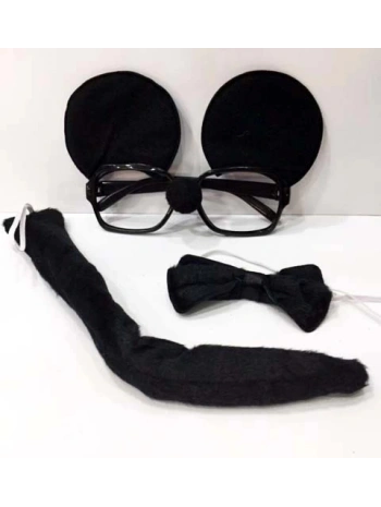 Mickey Mouse Gözlüğü Papyonu Kuyruğu Seti