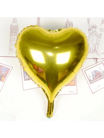 Kalp Uçan Balon Folyo Sarı 80 Cm 32 İnç