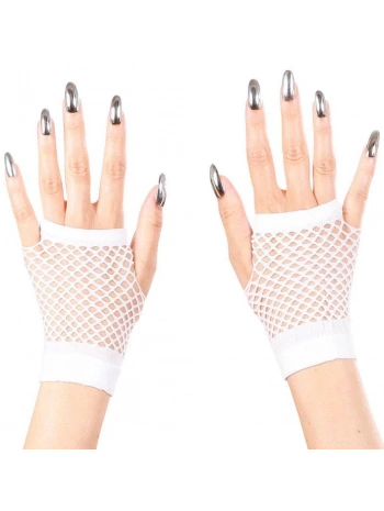 Beyaz Renk Kısa Boy Fileli Örgü Eldiven