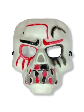 Beyaz Üzeri Rengarenk Korku Dişli Kafatası Maskesi 30x22 Cm