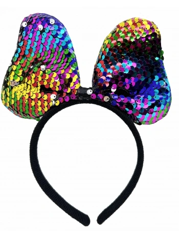 Renk Değiştiren Pullu Payetli Fiyonk Parti Tacı Rengarenk Gümüş Renk 20x16 Cm