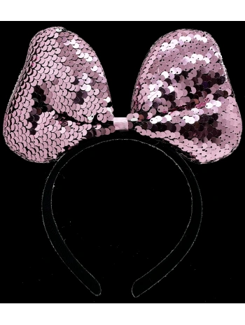 Renk Değiştiren Pullu Payetli Fiyonk Parti Tacı Pembe Gümüş Renk 20x16 Cm