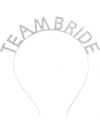 Gümüş Kaplama Kristal Taşlı Team Bride Taç 16x17 Cm