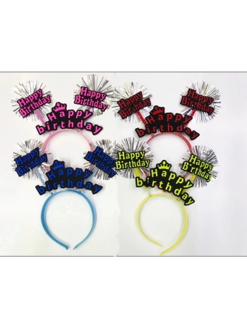 Happy Birthday Neon Renk Doğum Günü Tacı 12 Adet
