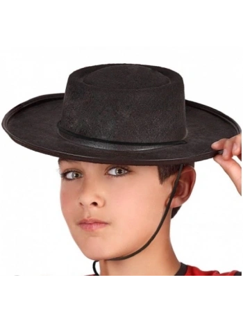 Siyah Renk Keçe Flamenko Şapkası Çocuk Boy