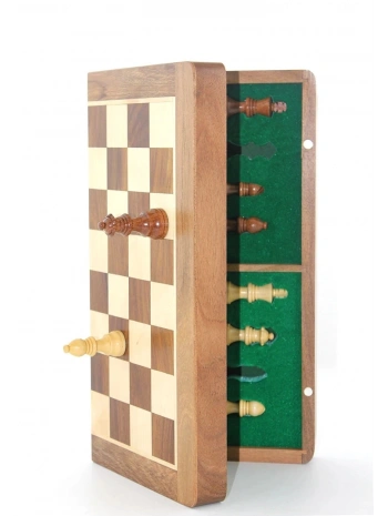 Mıknatıs Taşlı Ahşap Katlanabilir Kutulu Satranç Oyunu 35 Cm G224