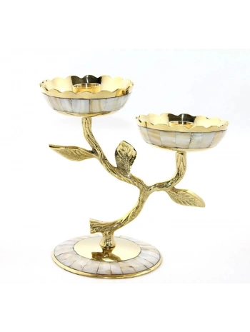 Pirinç Sedefli 2li Şamdan 5934