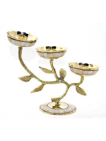 Pirinç Sedefli 3lü Şamdan 5935