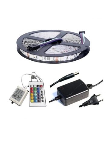 Winboss 5mt Rgb Şerit Led Slikonlu Adaptör Uzaktan Kumanda Tak Çalıştır