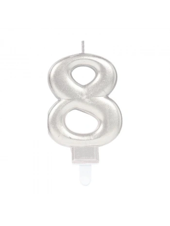 8 Rakam Mum Gümüş Renk