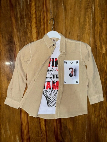 9-13 yaş tişört gömlek kombini vizon