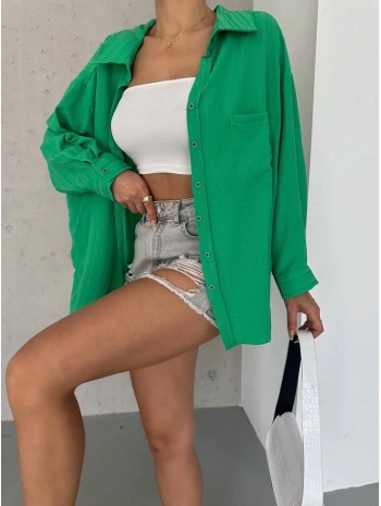 Ağaç kabuğu oversize arkası pileli gömlek