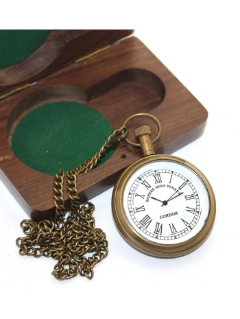 Ahşap Kutulu Pirinç Köstekli Saat Ksk2055