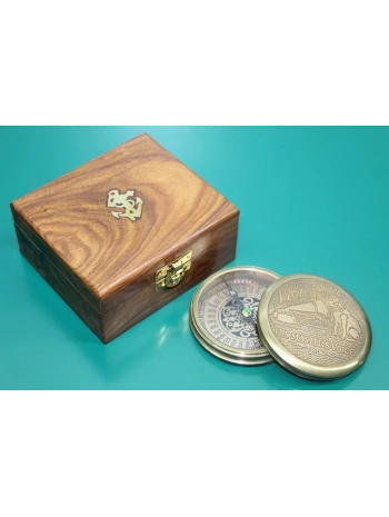 Ahşap Kutulu Pirinç Pusula 16222