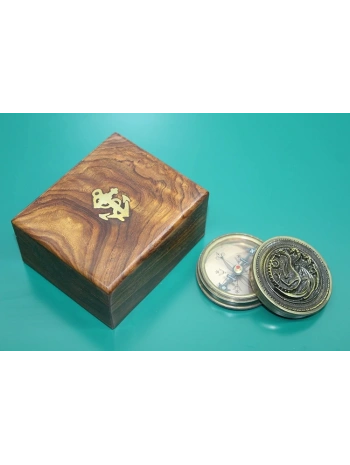 Ahşap Kutulu Pirinç Pusula 16223