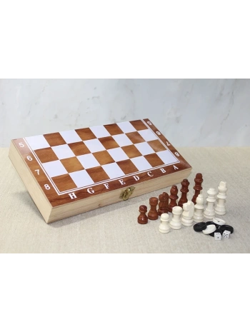 Ahşap Kutulu Satranç Ve Tavla Seti Alk4024