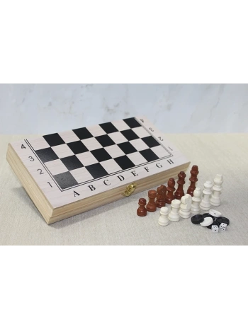 Ahşap Kutulu Satranç Ve Tavla Seti Alk4021