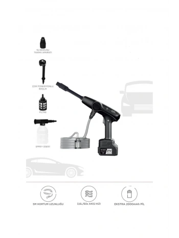 Akülü Şarjlı Yüksek Basınçlı Oto Araba Bahçe Yıkama,temizleme Su Sı