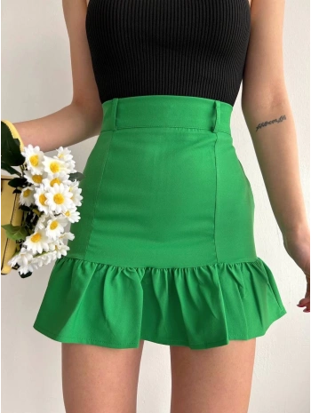 Altı fırfırlı etek yeşil s24817