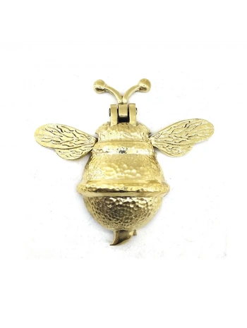 Antika Tarz Dekoratif Pirinç Arı Kapı Tokmağı, Taktak - Büyük, 163x150mm, Sarı