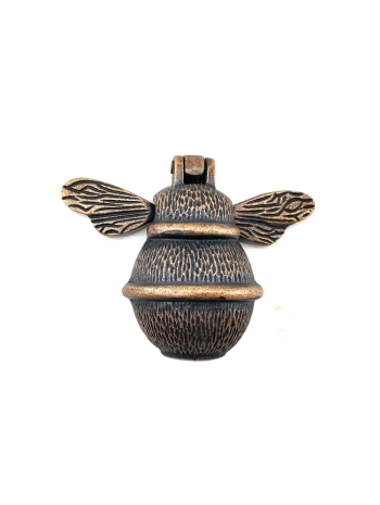 Antika Tarz Dekoratif Pirinç Arı Kapı Tokmağı, Taktak - Küçük, 123x150mm, Antik