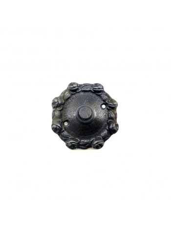 Antika Tarz Dekoratif Pirinç Güllü Kapı Zili - 75mm, Oksit