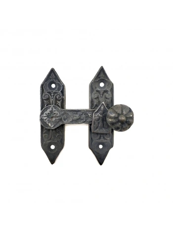 Antika Tarz Dekoratif Pirinç Kapı, Pencere Mandalı - 86x72 Mm, Oksit