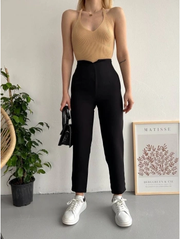 Atlas fletolu pantolon siyah