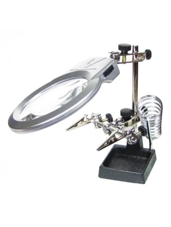 Ayarlanabilir Başlıklı Elektronikçi Yardım Lehim Standı Ile Ledli Büyüteç