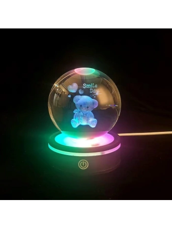 Ayıcık Tasarımlı Renk Değiştiren Dönen Cam Küre