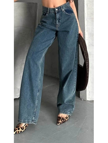 Baggy kar yıkama yeşil tint jeans pantolon d2007