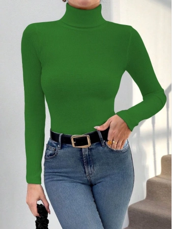 Başıkçı yaka dar kesim kaşkorse kazak yeşil w3103