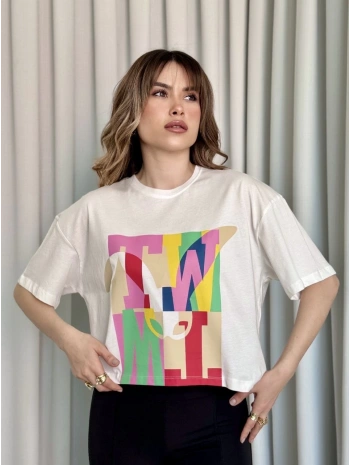 Baskılı crop tişört