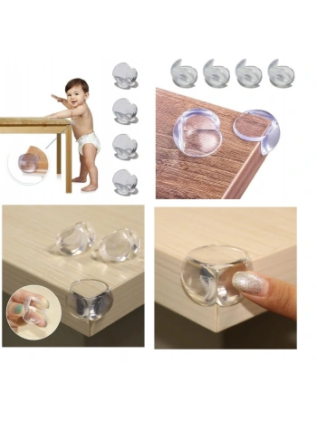 Bebek Çocuk Yumuşak Ve Esnek Dairesel Şeffaf Yapışkanlı Güvenlik Köşe Koruyucu (4 Adet)