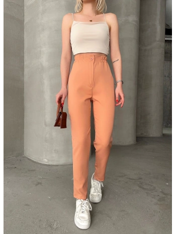 Beli lastikli karamel pantolon