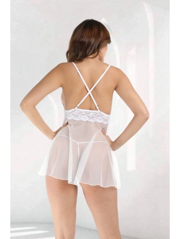 Beyaz Tül Gecelik - 671