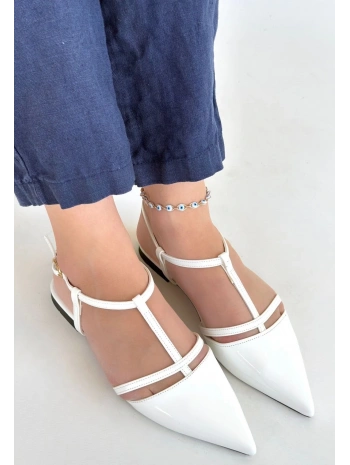 Canca Beyaz Rugan Babet Ayakkabı