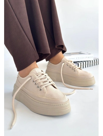 Carin Bej Keten Bağcıklı Spor Ayakkabı