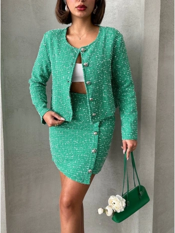 Ceketli etek takım chl kumaş yeşil h24443