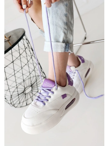 Chris Beyaz Cilt Lila Detaylı Bağcıklı Spor Ayakkabı