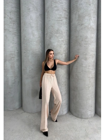 Çımalı keten pantolon