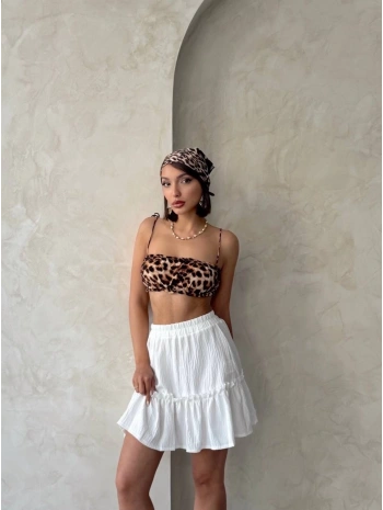 Çingene keten etek beyaz s24808